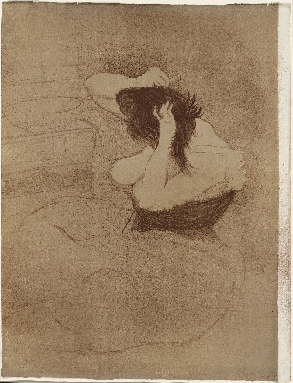 Žena, která si češe vlasy – La Coiffure, deska sedm od Elles od Henri de Toulouse Lautrec
