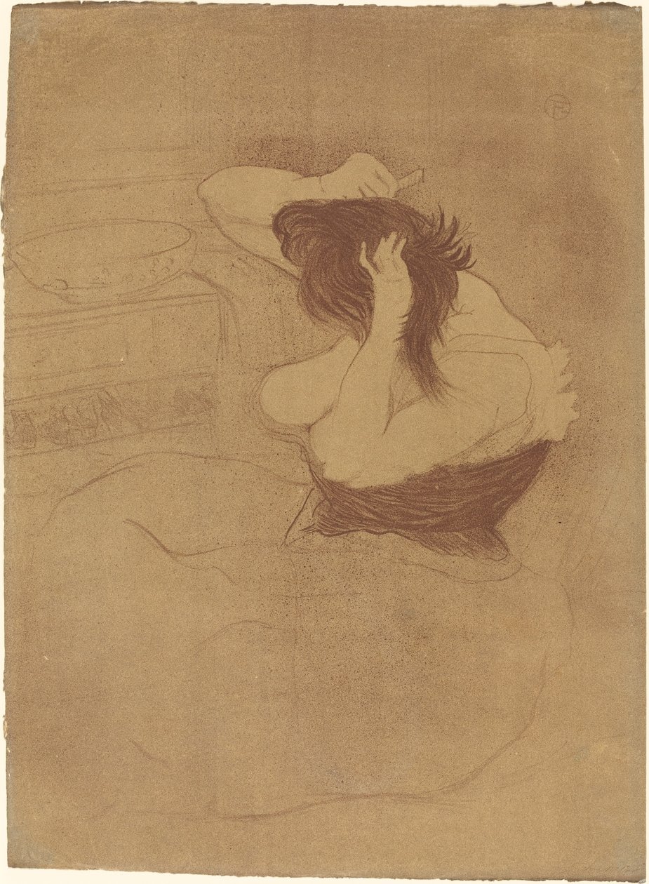 žena česání vlasů od Henri de Toulouse Lautrec