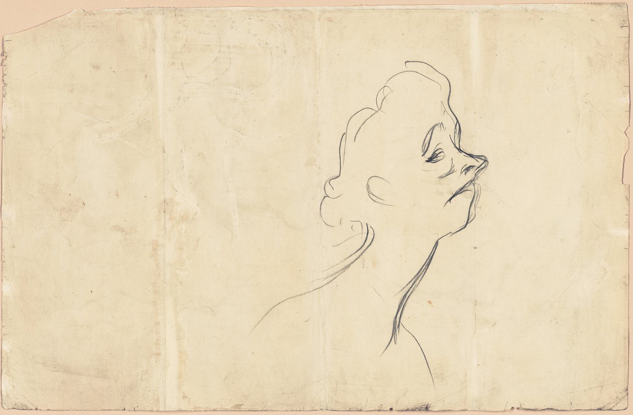 Yvette Guilbert (recto) Tříčtvrteční studie Yvette Guilbert (verso) od Henri de Toulouse Lautrec