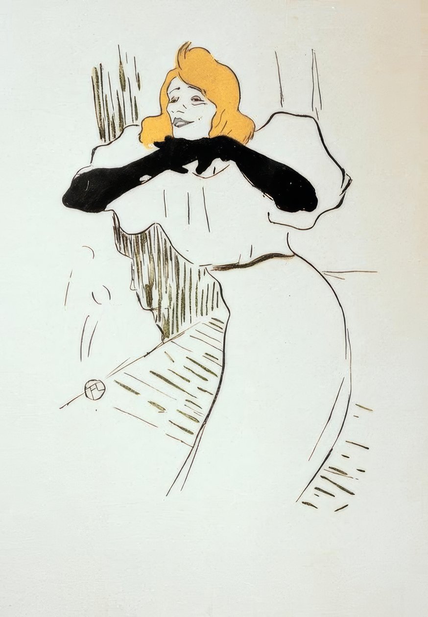 Yvette Guilbert v Linger delší záchod od Henri de Toulouse Lautrec