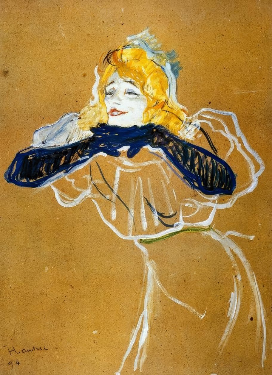 Yvette Guilbert zpívá Linger Longer Loo od Henri de Toulouse Lautrec