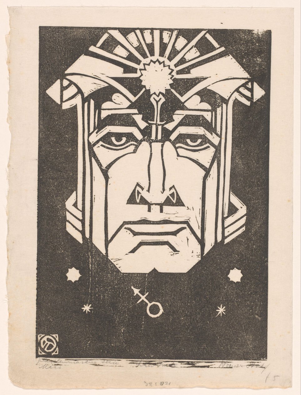 Mars (původní název na objektu) Planetenmaskers (původní název série na objektu) od Henri van der Stok (signed by artist)