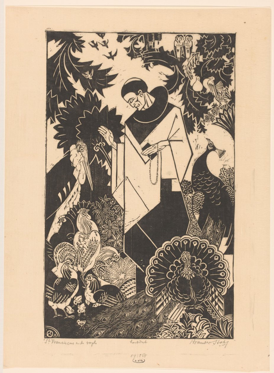 Sv. František a ptáci (původní název na objektu) od Henri van der Stok (signed by artist)