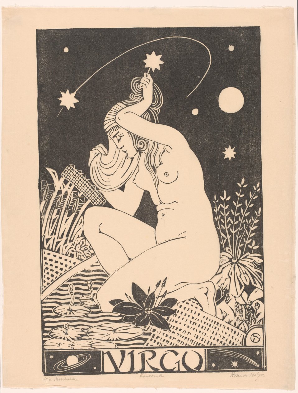 Znamení zvěrokruhu Panna Panna (titul na předmětu) od Henri van der Stok (signed by artist)