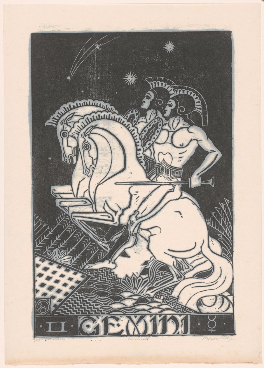 Znamení zvěrokruhu Blíženci Blíženci (název na předmětu) od Henri van der Stok (signed by artist)