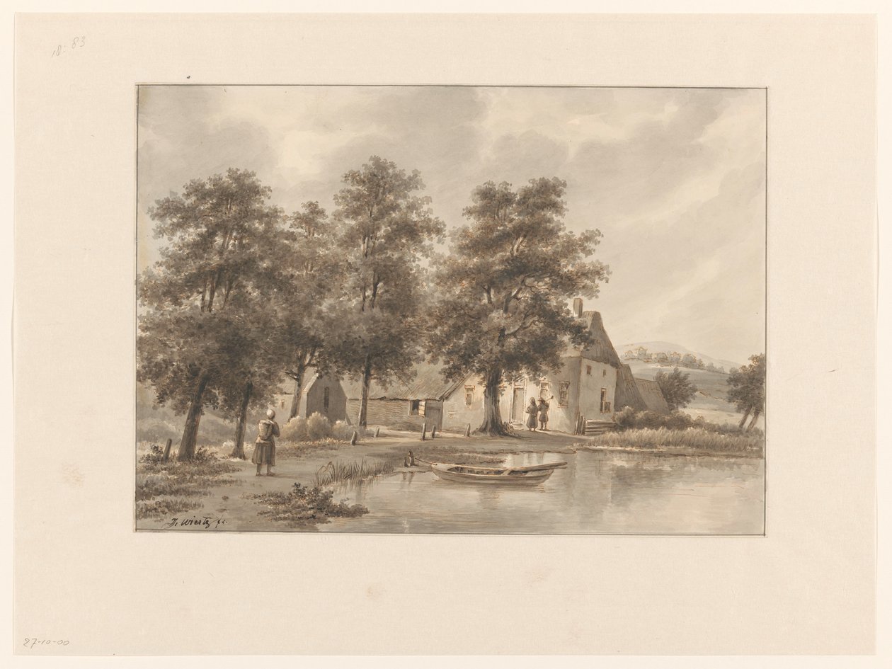 Pohled na farmu na vodě od Henricus Franciscus Wiertz (signed by artist)
