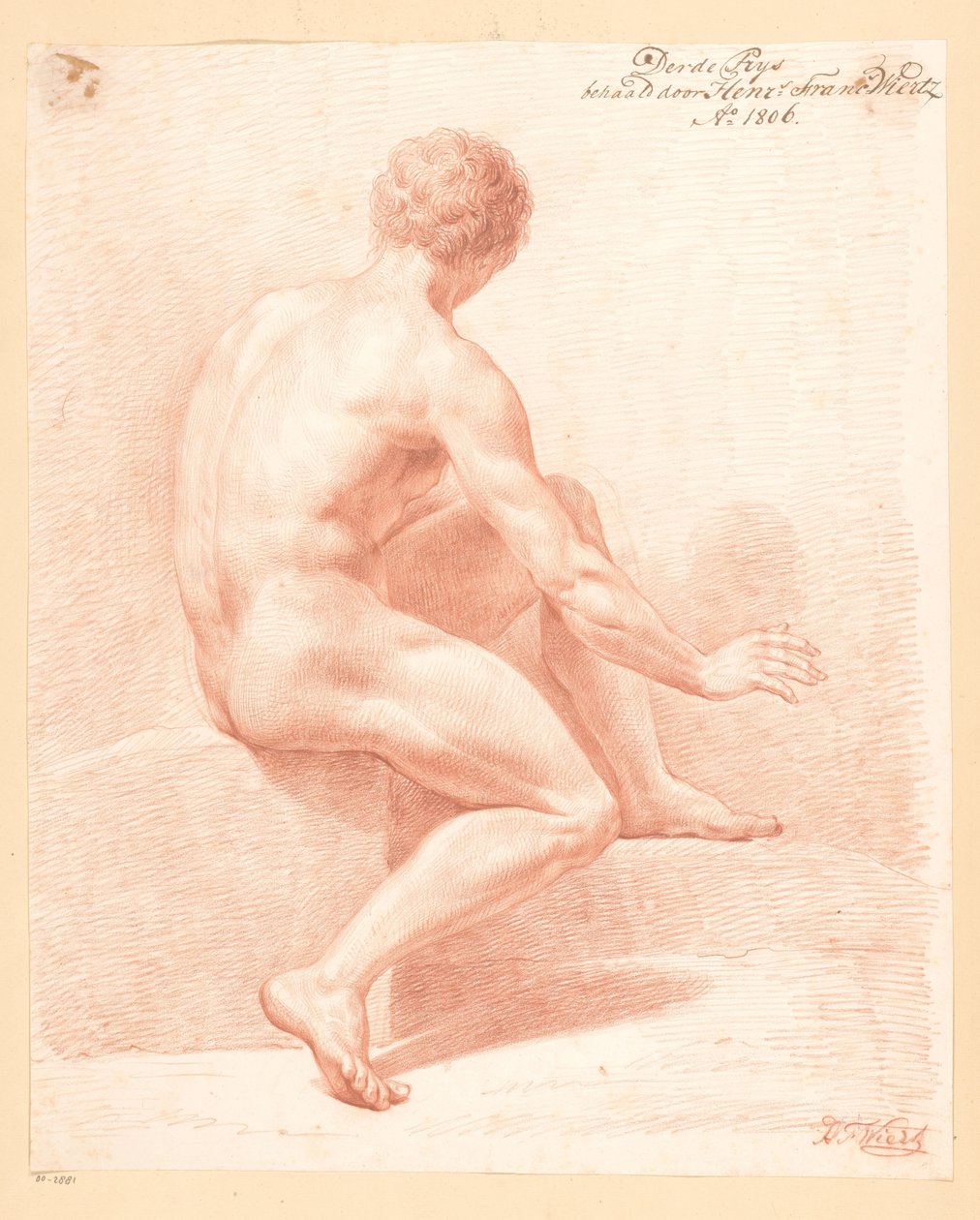 Sedící mužský akt, viděno zezadu (3. cena 1806) od Henricus Franciscus Wiertz