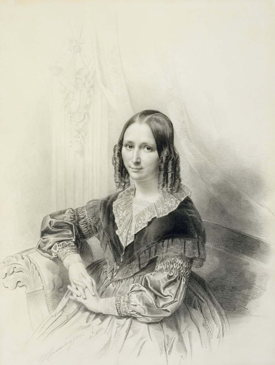 Portrét Suzanne Herckenrath, 1843 (křída, estompe, tužka a akvarel) od Henricus Wilhelmus Couwenberg