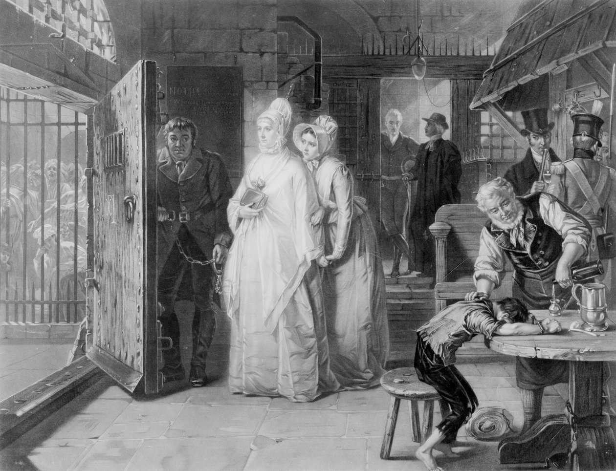 Paní Fryová na návštěvě věznice Newgate, 1893 od Henrietta Mary Ward