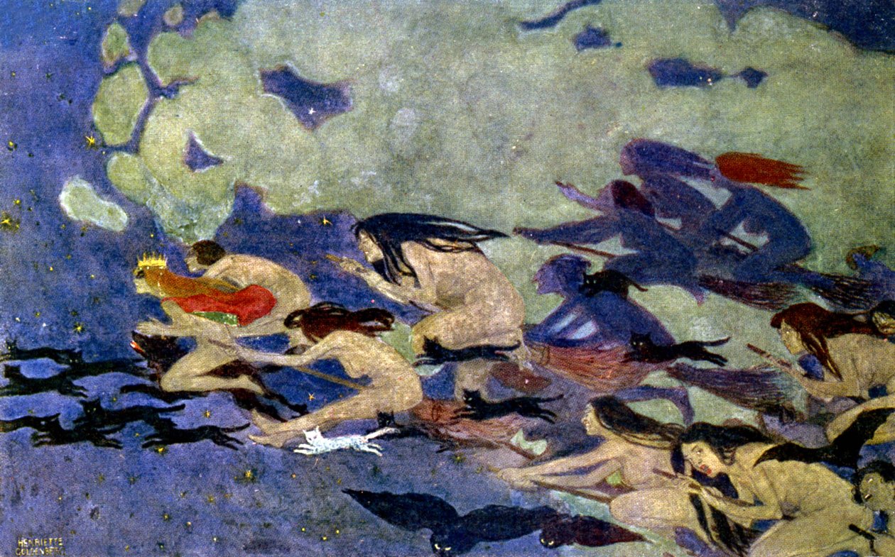 Sabat čarodějnic, kolem roku 1900 (rytina) od Henriette Goldenberg
