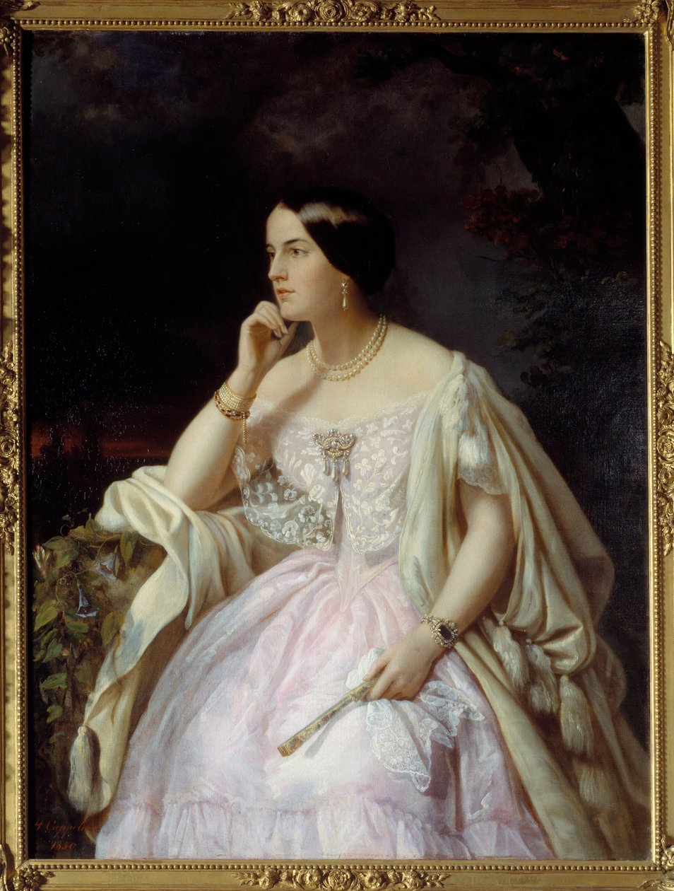 Portrét slečny Harriet Howardové. Portrét Elizabeth Ann Haryett (1823-1865) Maitress Napoleona III. Obraz Henriette Nee Cappelaere Jacott (19. století) od Henriette Jacott Cappellaere