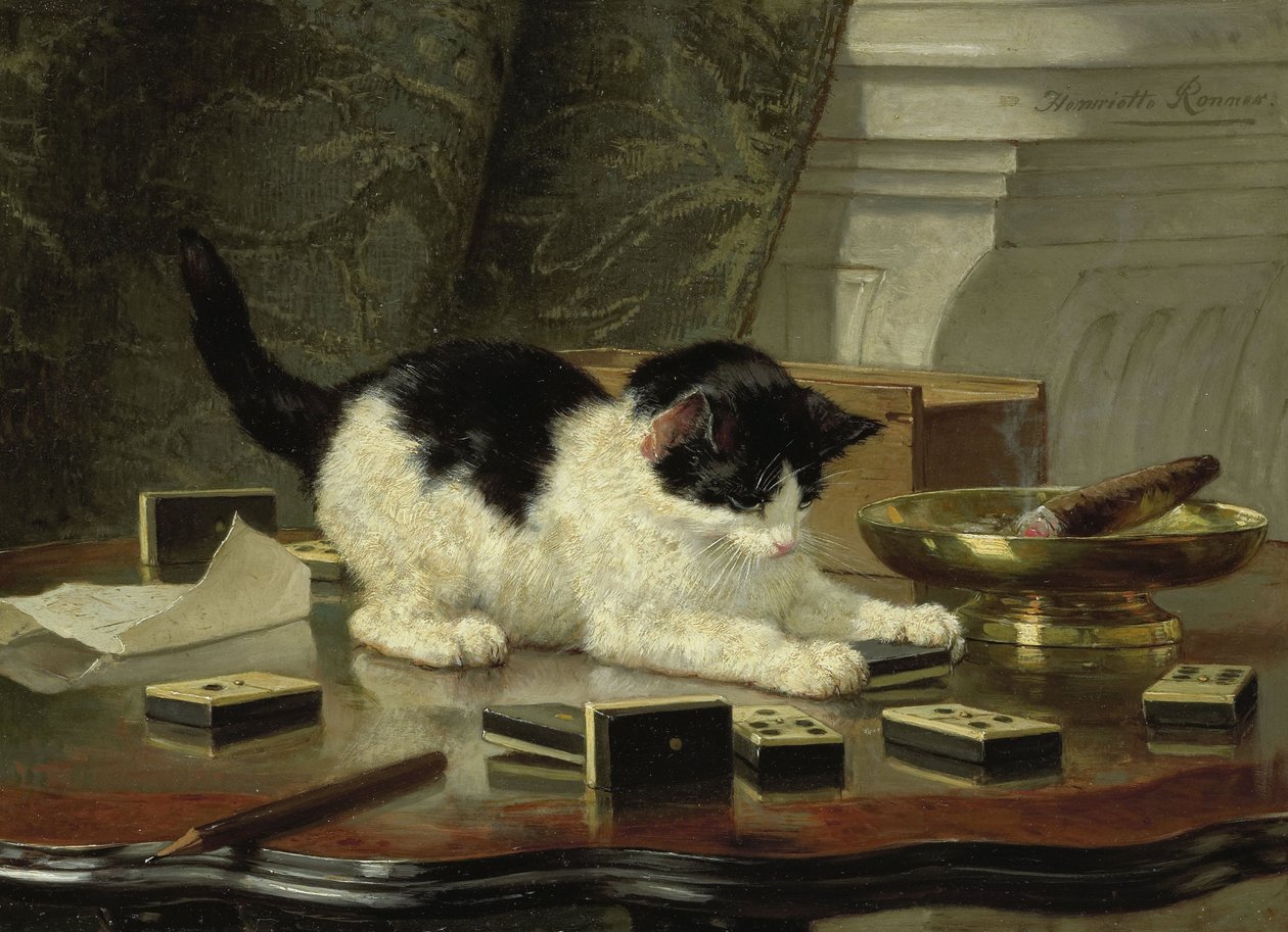 The Cat at Play, c.1860-1878 (olej na panelu) od Henriëtte Ronner Knip
