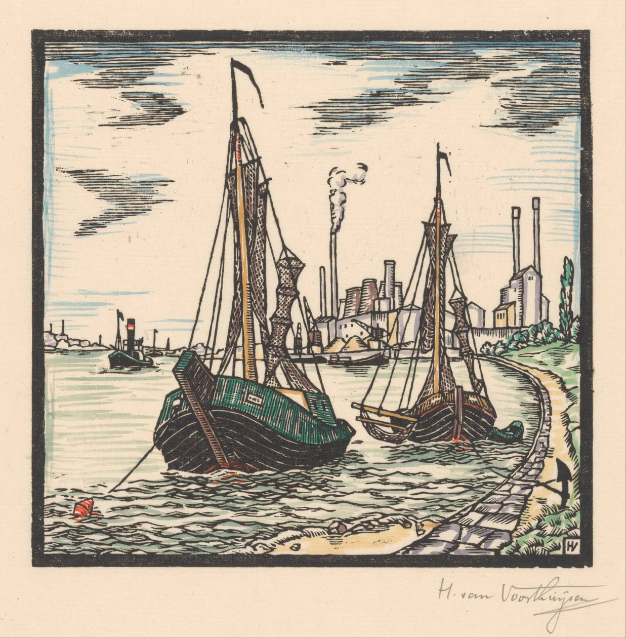 Kotvící rybářské lodě od Henriëtte van Hove (signed by artist)