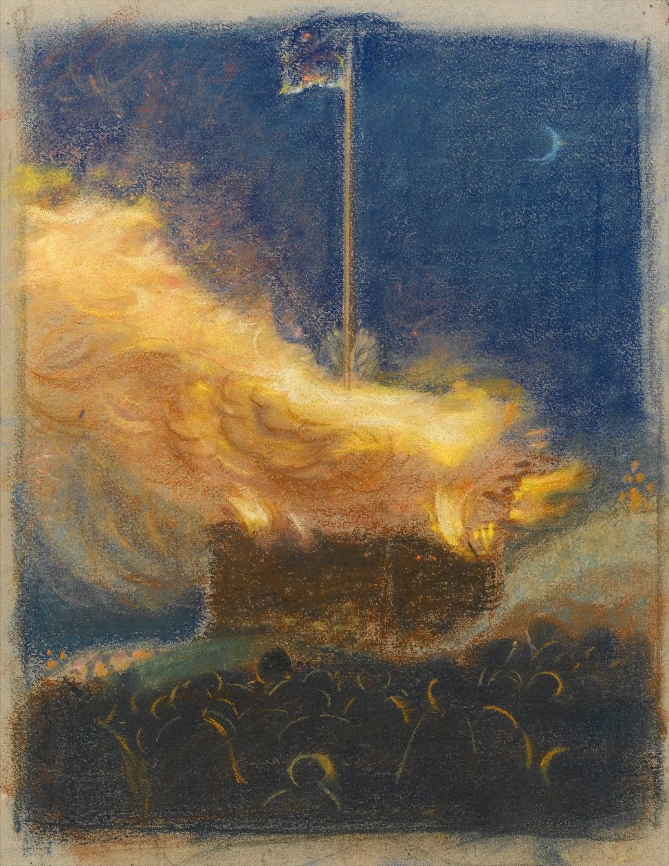 Bonfire to Celebrate the Coronation of George VI, 1936 (pastel na lesklém papíře) od Henry A. Payne
