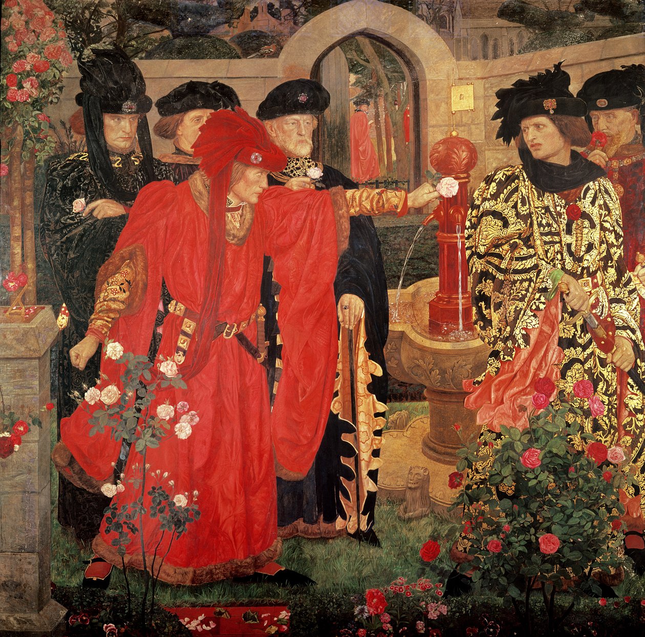 Výběr červených a bílých růží v chrámové zahradě, 1910 od Henry A. Payne