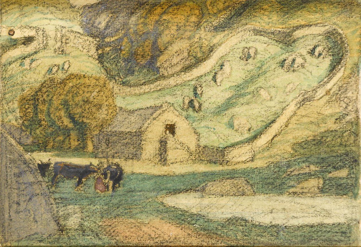 Cotswold Farm (pastel na papíře) od Henry A. Payne