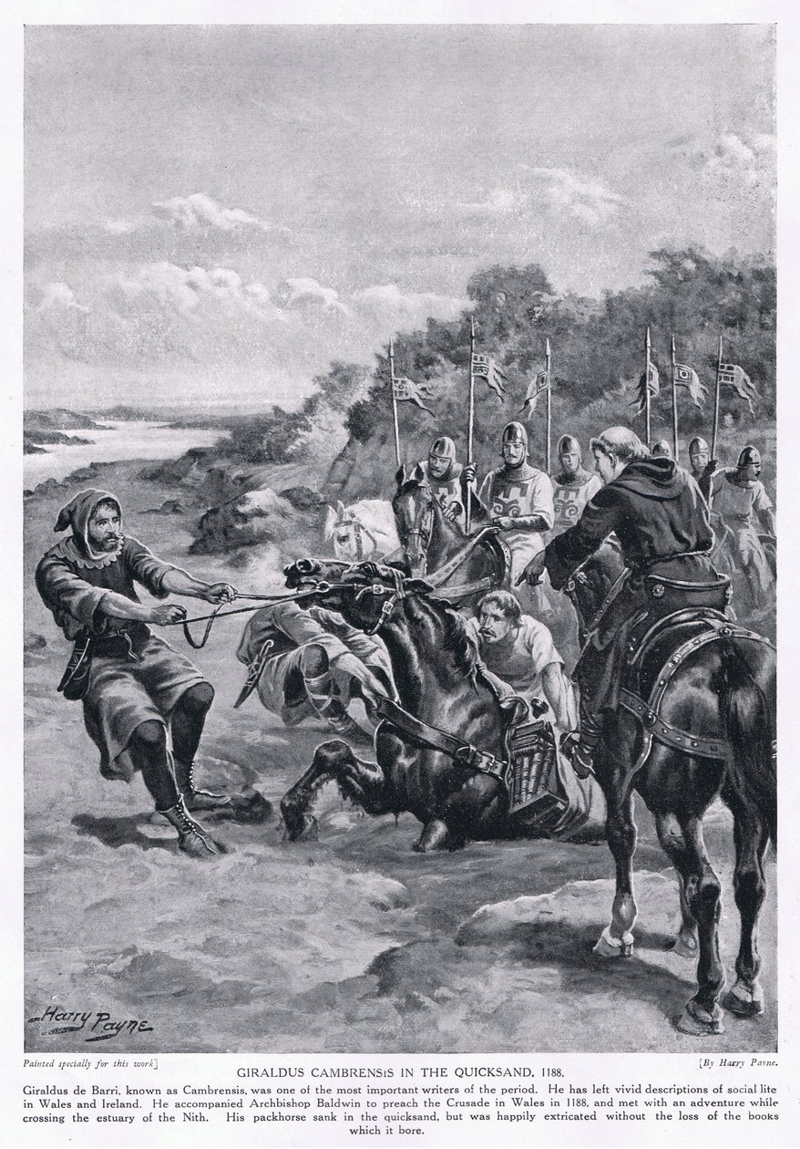 Giraldus Cambrensis v pohyblivém písku AD1188, 20. léta 20. století od Henry A. Payne