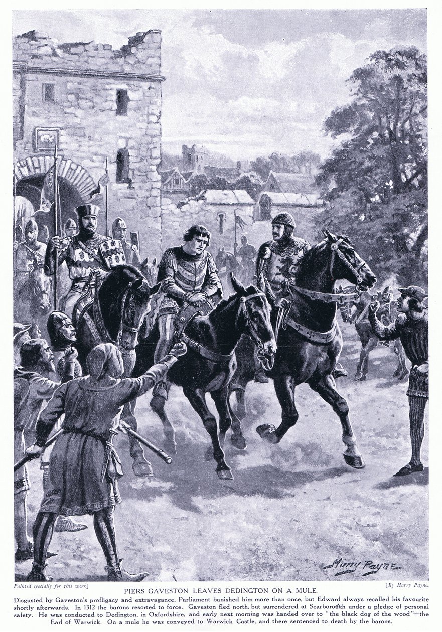 Piers Gaveston opouští Dedington na mule AD1312, 20. léta 20. století od Henry A. Payne