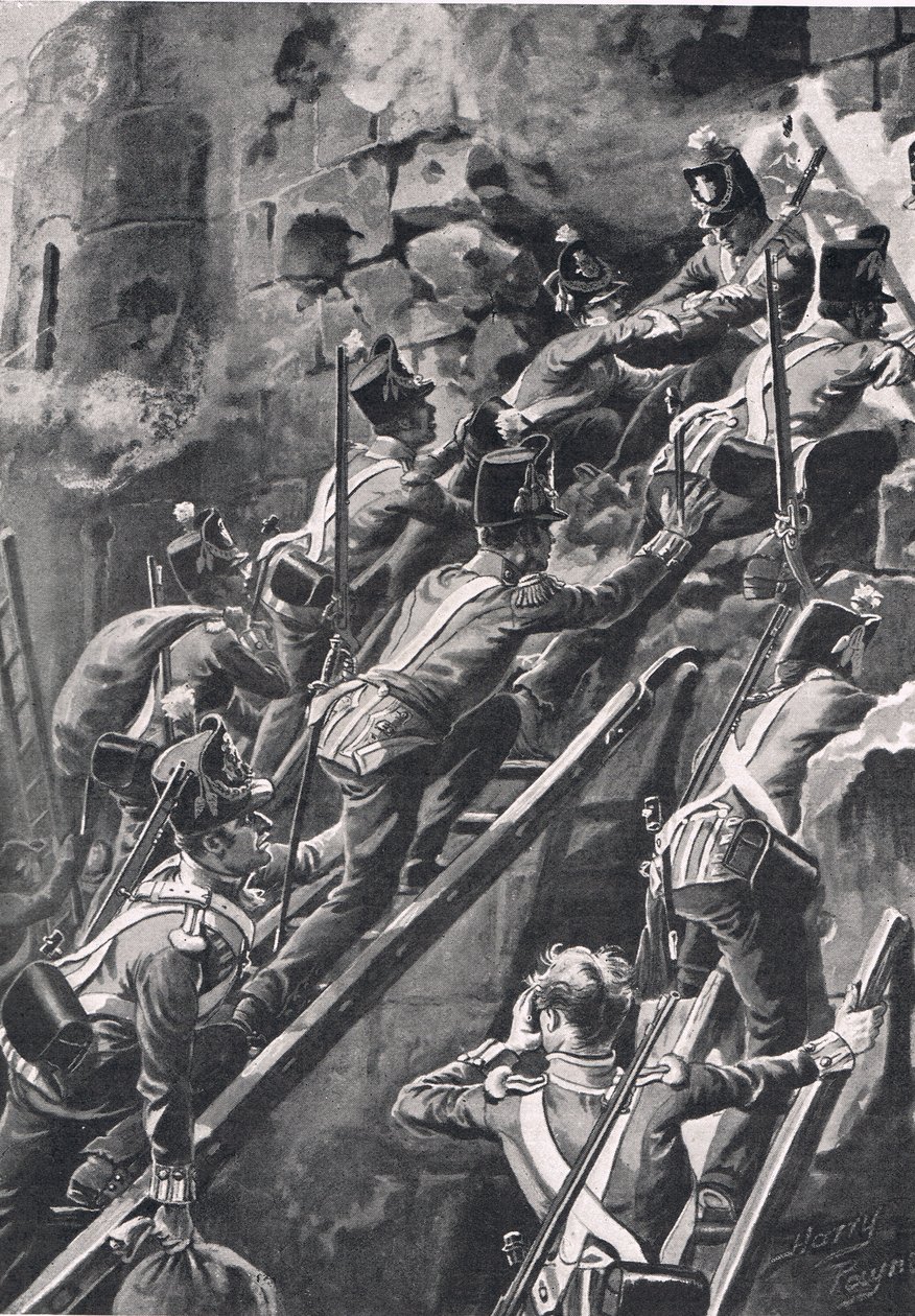 The Connaught Rangers at Storming of Ciudad Rodrigo, 19. ledna 1812, ilustrace z 