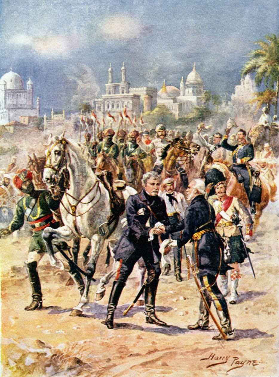 Ilustrace Setkání sira Colina Campbella (1792-1863) a generála Outrama z 