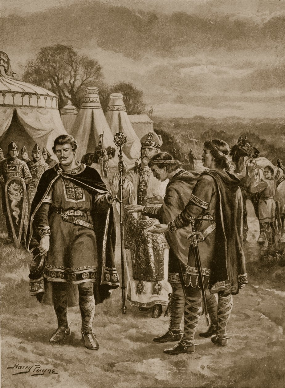 Vilém nabídl korunu v Berkhampsteadu, 1066, ilustrace z knihy "Dějiny národa". od Henry A. Payne