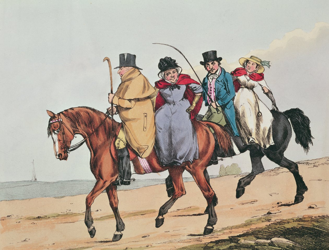 Yeomanry of England Paying a Visit, 1821 (barevný lept) od Henry Aiken