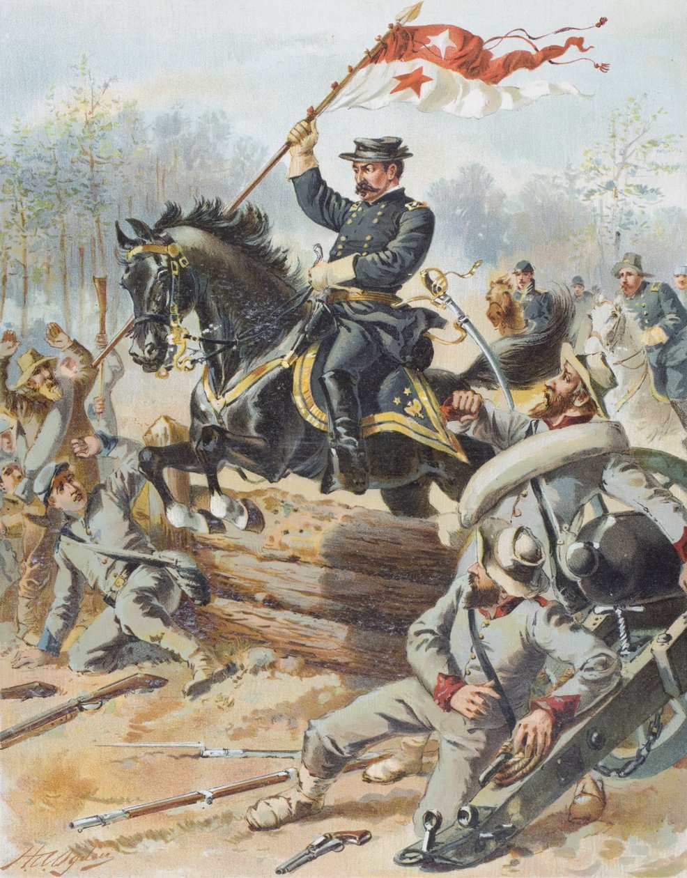 Generál Sheriden v bitvě u Five Forks, Virginie, 1. dubna 1865 od Henry Alexander Ogden
