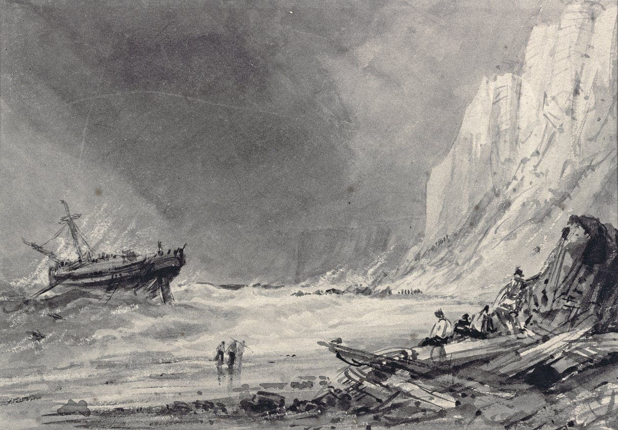Vrak u Speeton Cliffs, Yorkshire (kresba) od Henry Barlow Carter