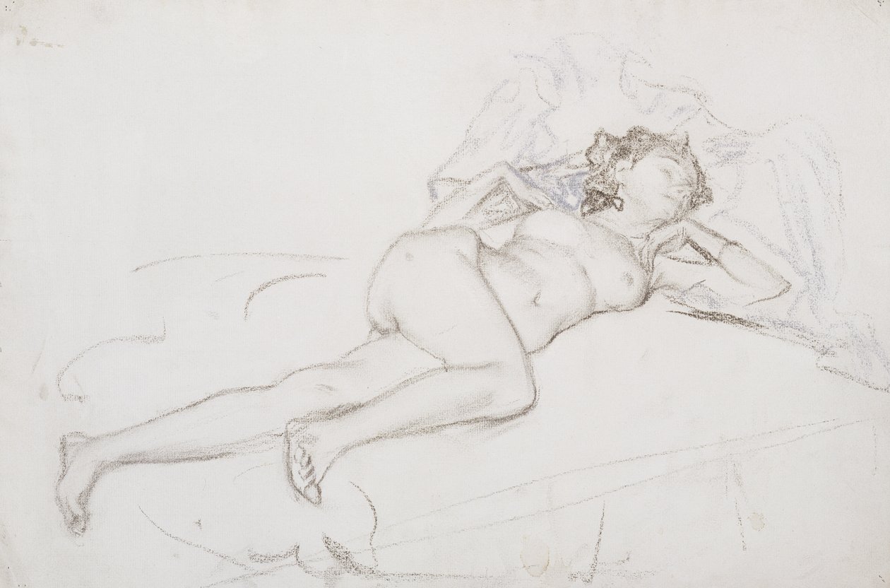 Spící akt (pastel na papíře) od Henry Bryson Burroughs