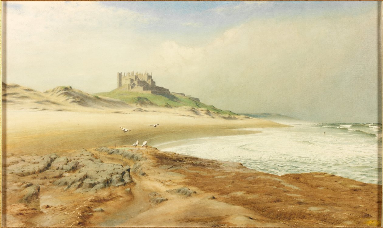 Bamburgh Castle (tužka a akvarel na papíře (na kartě)) od Henry Burdon Richardson