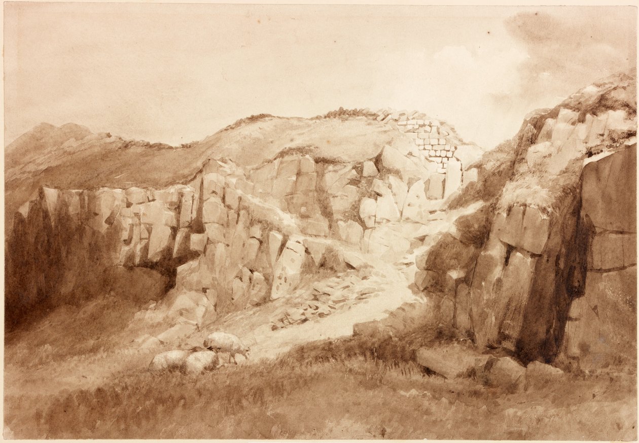 Kočičí schody (tužka a akvarel na papíře (nalepeno na kartě)) od Henry Burdon Richardson