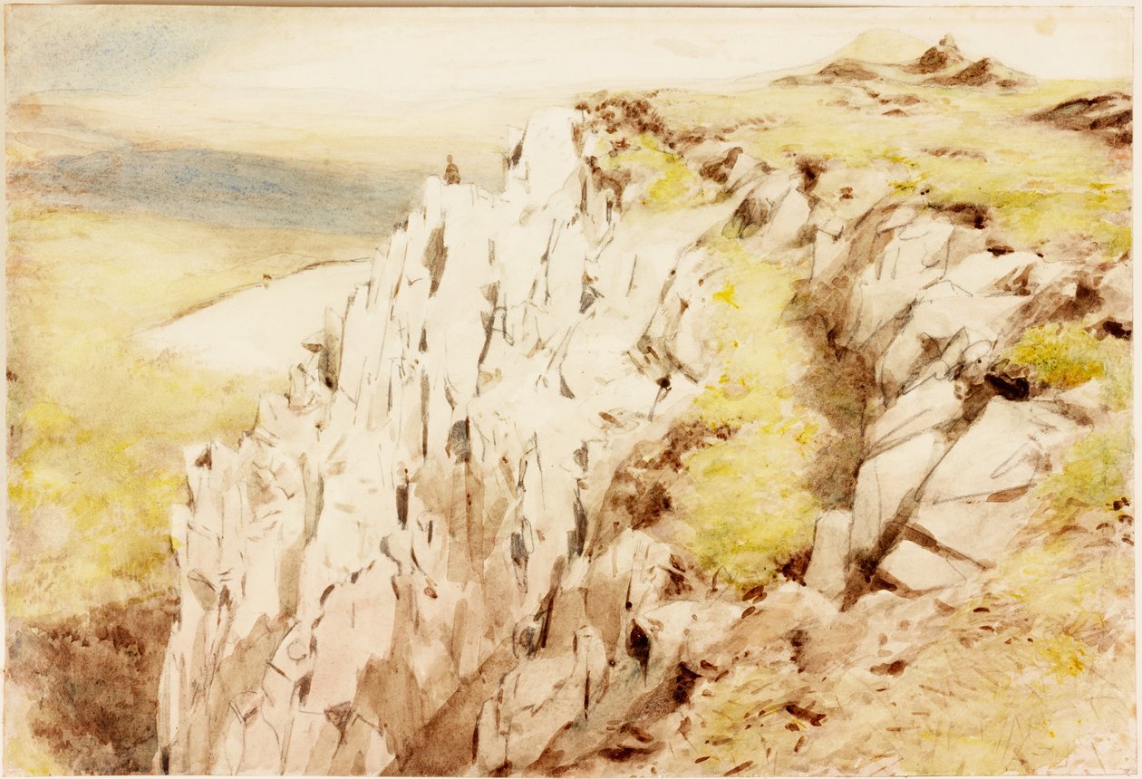 Crag Lough (tužka a akvarel na papíře (nalepeno na kartě)) od Henry Burdon Richardson