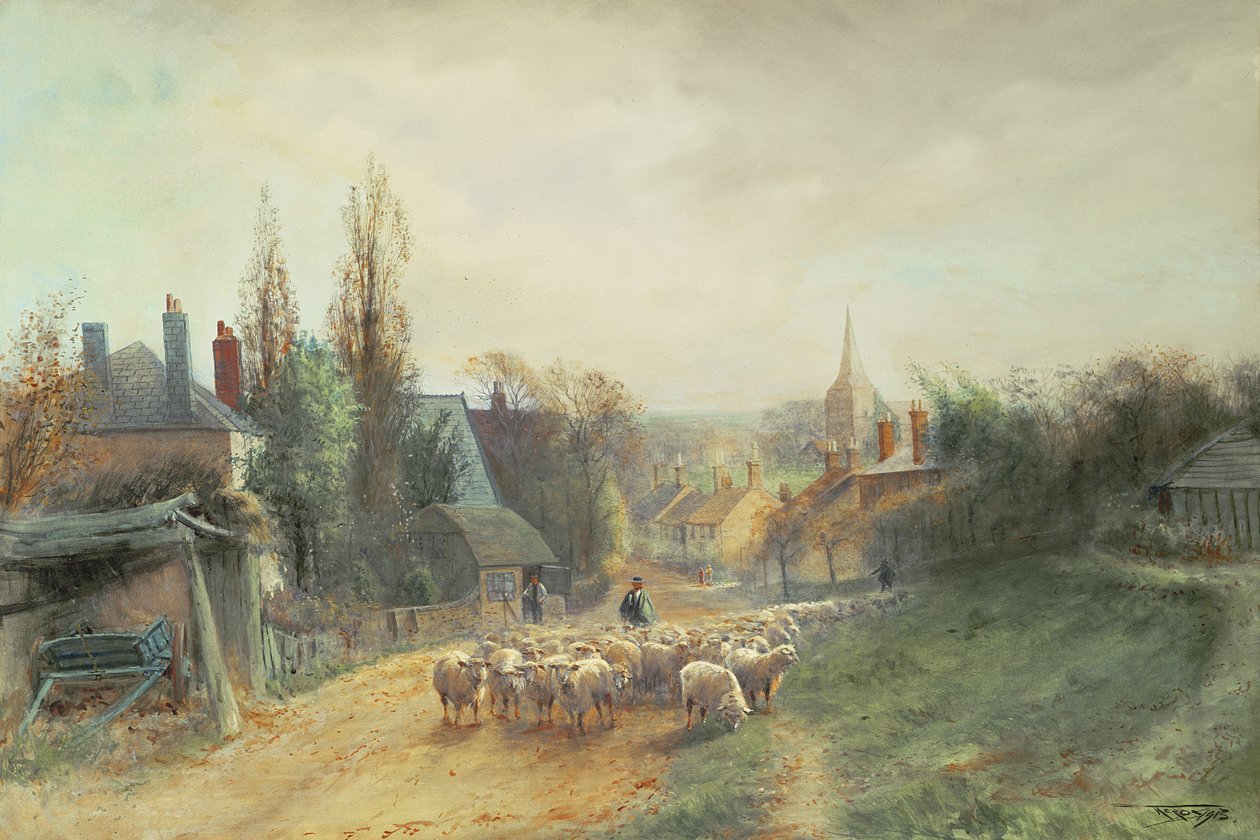 Billingshurst, 1915, vesnice Sussex od Henry Charles Fox