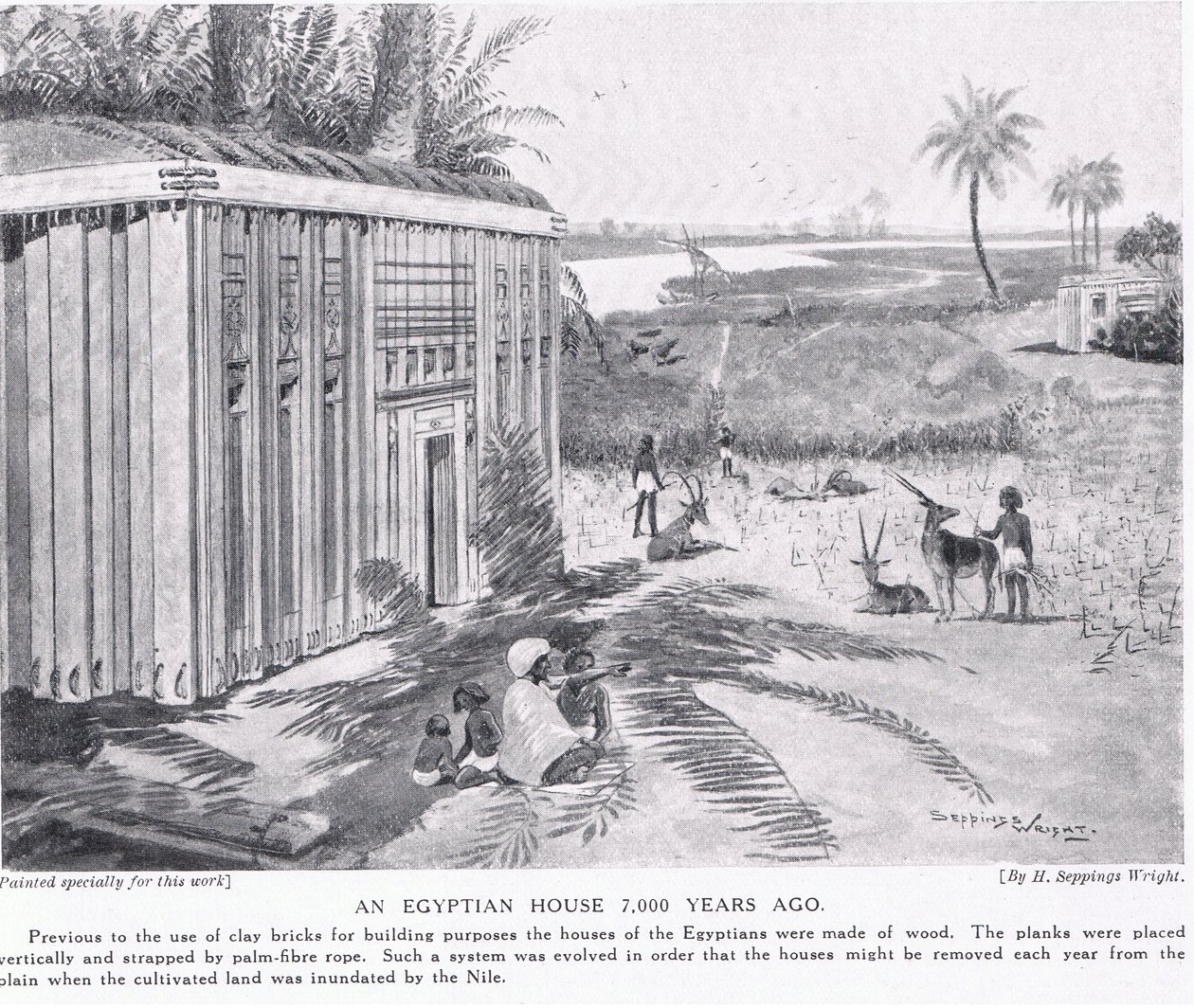 Egyptský dům před 7000 lety, kolem roku 1920 od Henry Charles Seppings Wright