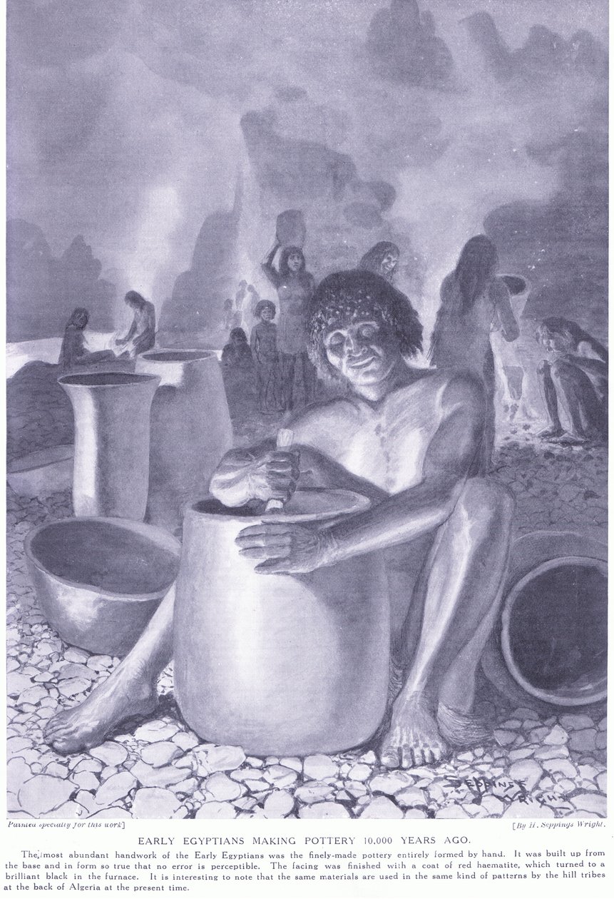 Raně egyptská výroba keramiky před 10 000 lety, kolem roku 1920 od Henry Charles Seppings Wright