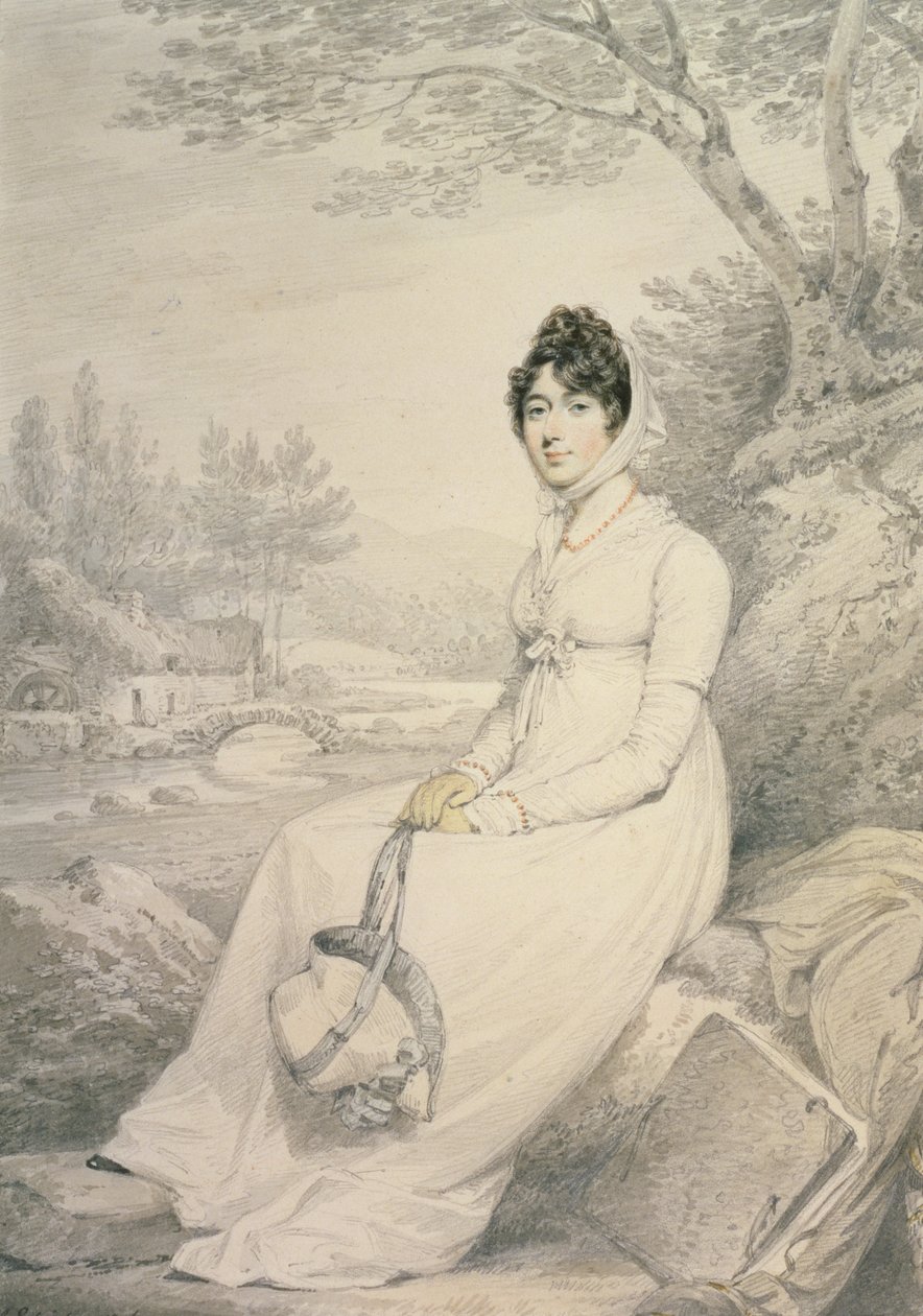 Portrét dámy, 1806 (tužka a lavír s barevnými křídami na papíře) od Henry Edridge