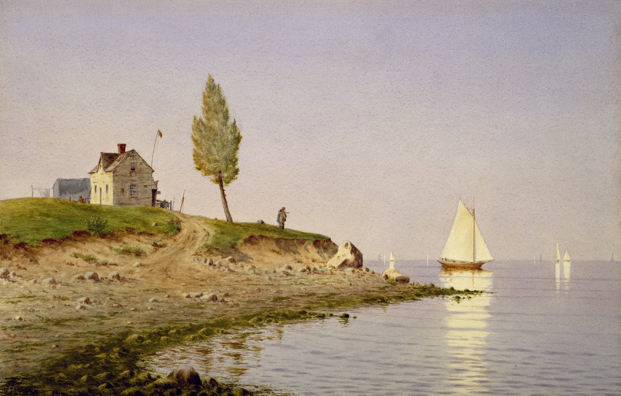 Klidné odpoledne, Long Island, 1876 (akvarel na papíře) od Henry Farrer