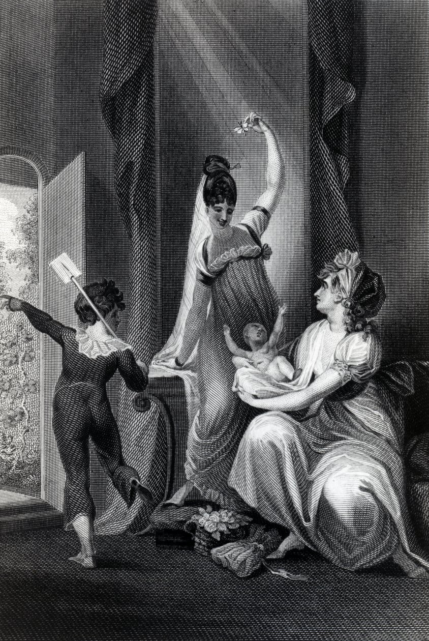 Matka s rodinou na venkově, vyryl Richard Rhodes, 1807 od Johann Heinrich Füssli