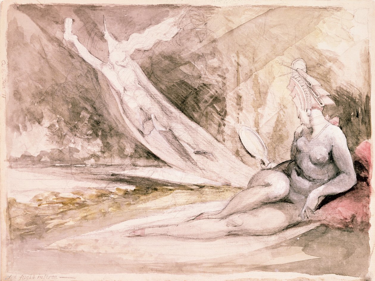 Alegorie marnosti, 1811 (pero, tužka a wc na papíře) od Johann Heinrich Füssli