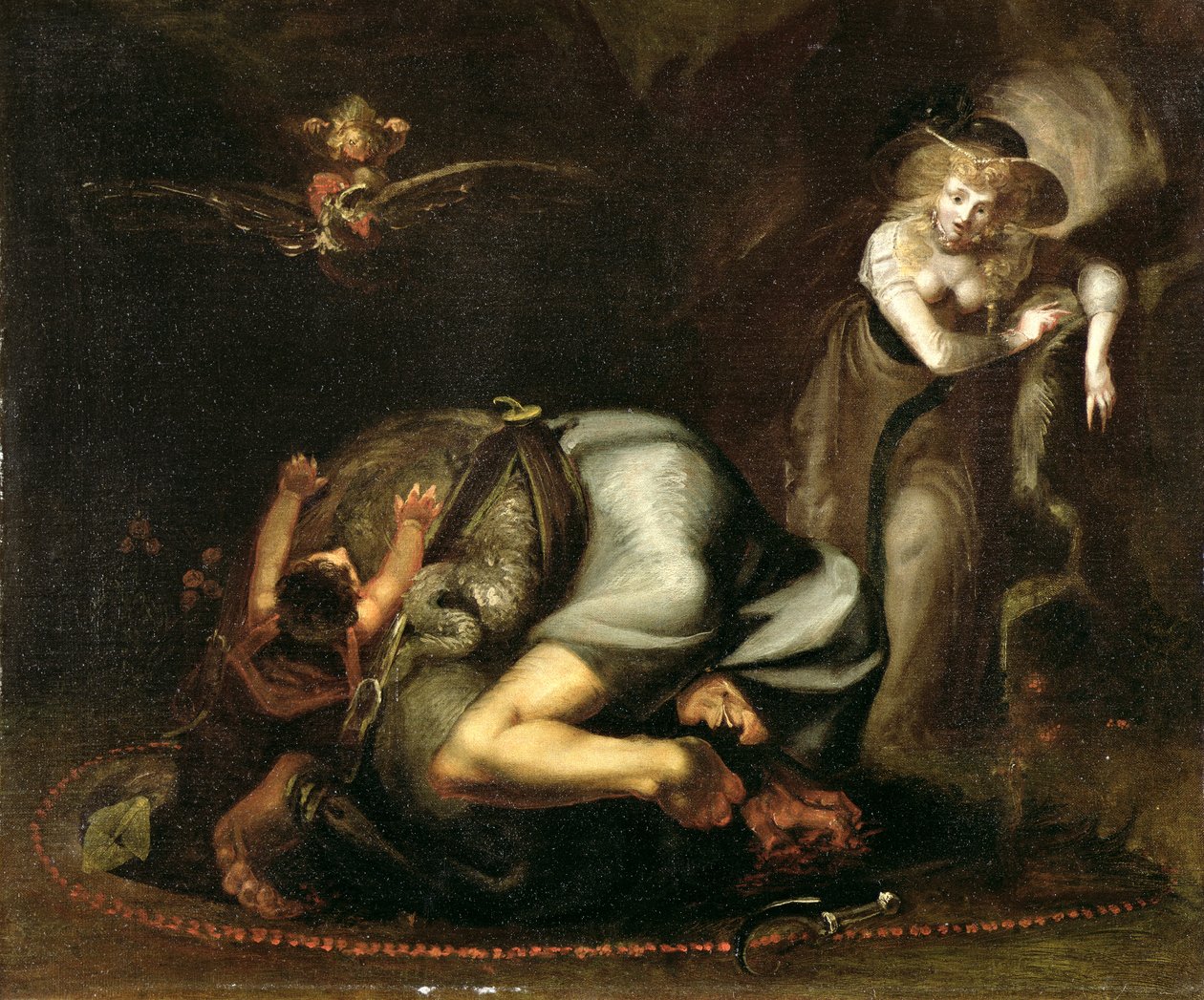 Scéna čarodějnic z „Maska královen“ od Benjamina Jonsona (1572–1637) kolem roku 1785 od Johann Heinrich Füssli