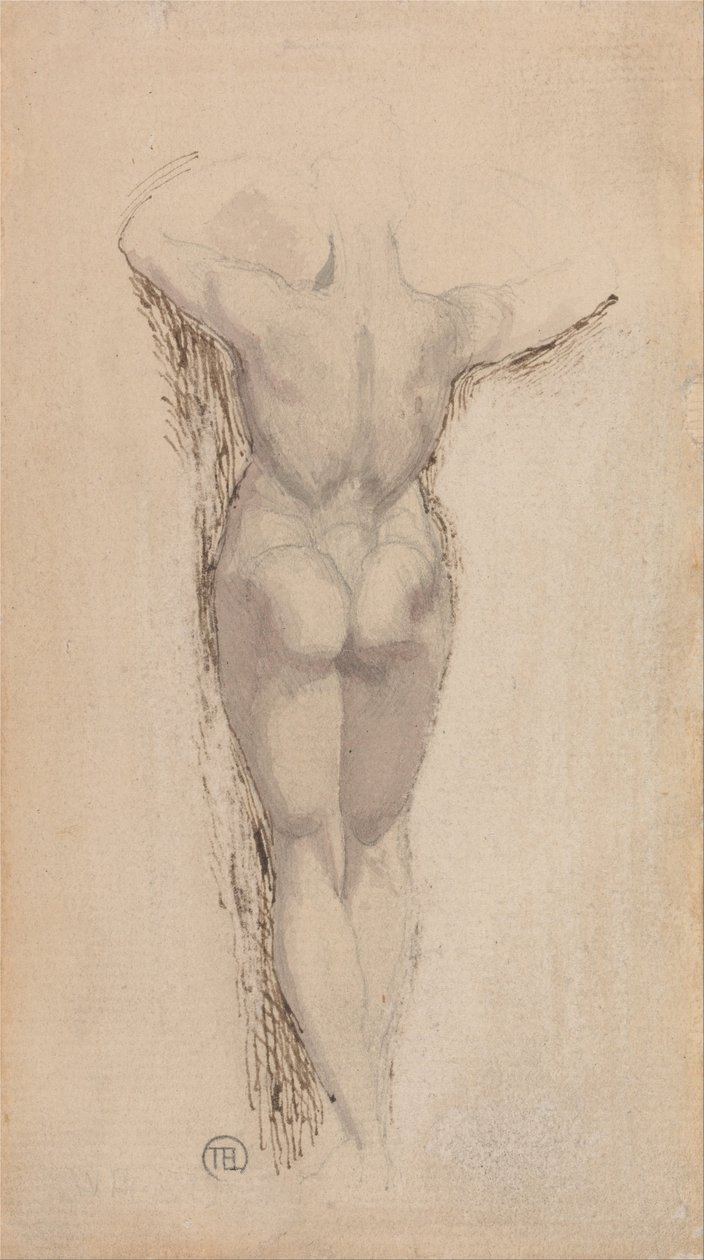 Studie zadní části ženského aktu, stojící od Johann Heinrich Füssli