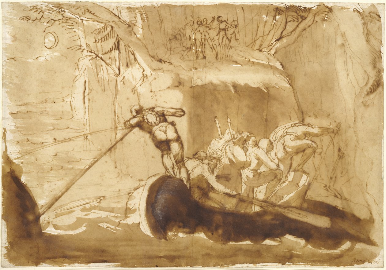 Konfederace přijíždějící do Rutli (pero a mytí na papíře) od Johann Heinrich Füssli