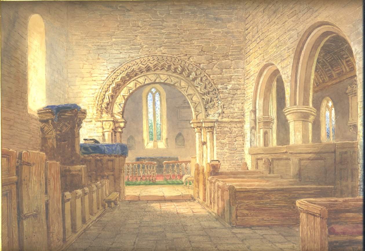 Uvnitř lodi kostela sv. Martina, Holt, Worcestershire, při pohledu na východ do kněžiště. od Henry Harris Lines