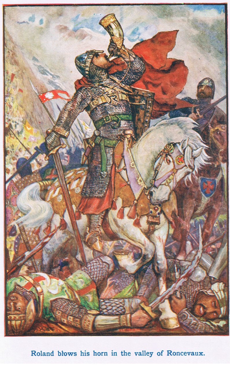 Roland zatroubí v údolí Roncevaux od Henry Justice Ford