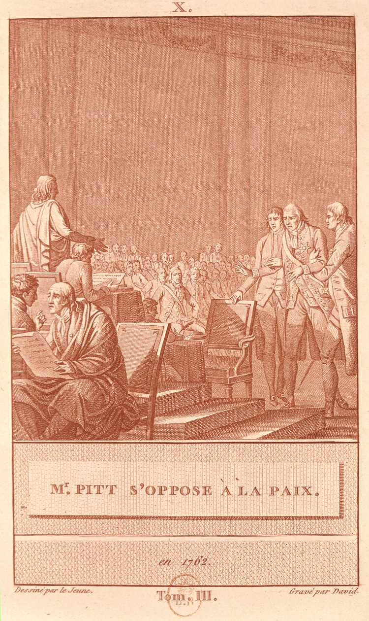 William Pitt starší (1708-78) Proti míru z roku 1762, vyryl David od Henry Le Jeune
