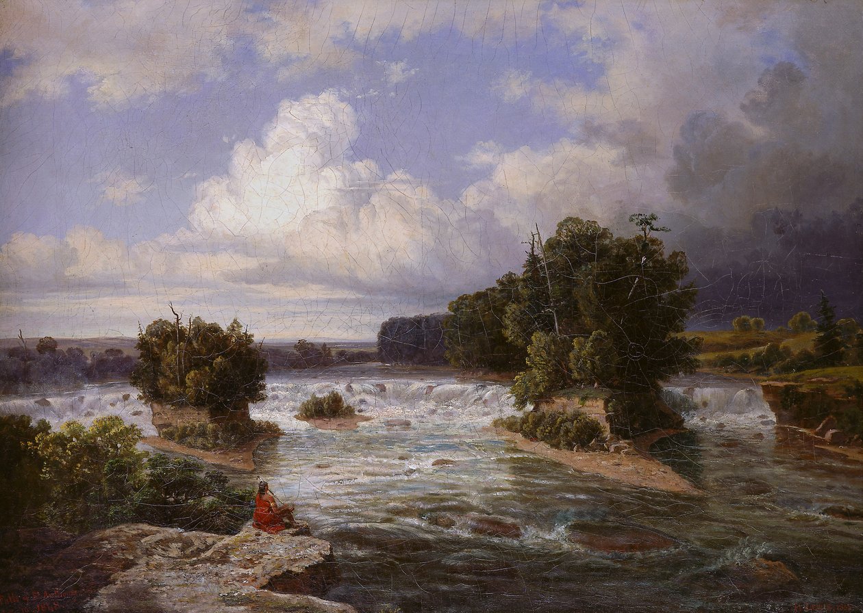 St. Anthony Falls, jak to vypadalo v roce 1848, 1855 od Henry Lewis