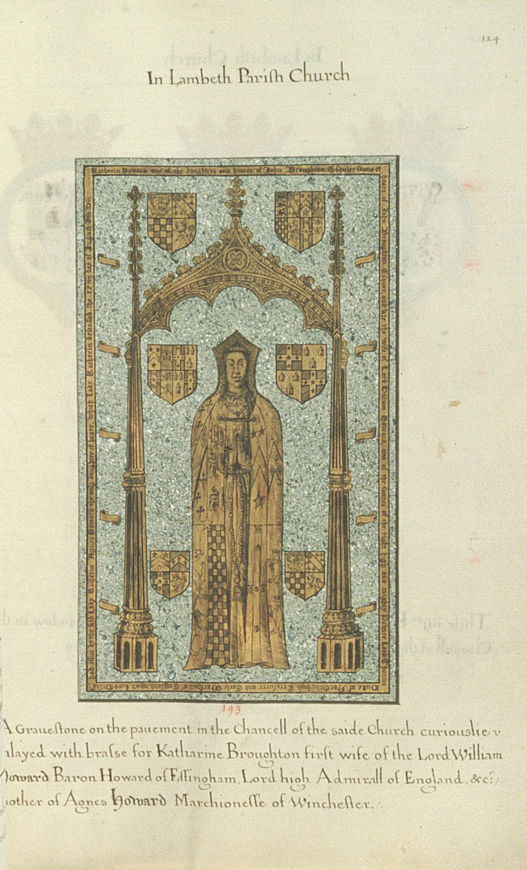 Brass of Katherine Broughton, 1637 (inkoust a plátkové zlato na pergamenu) od Henry Lilly