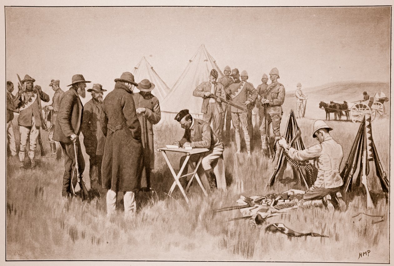 Búrové skládající přísahu neutrality v Greylingstadu, podle náčrtu poručíka E. B. Knoxe, R. A. M. C. od Henry Marriott Paget