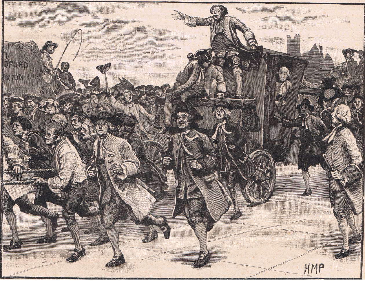 Dav propouštějící pana Wilkese na jeho cestě do vězení AD 1768 od Henry Marriott Paget