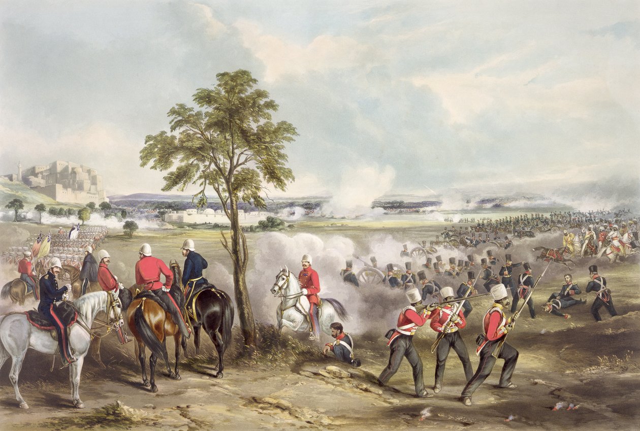 Bitva u Goojeratu 21. února 1849, vyryl John Harris (c.1791-1873) 1850 od Henry Martens